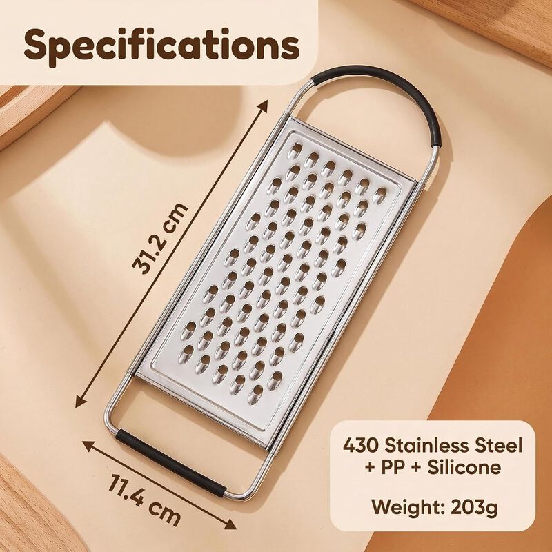 Stainless Steel Professional Cheese Flat Grater with Anti-Slip Handle image number 4