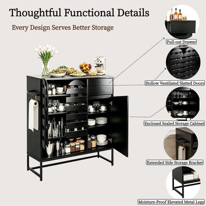Turzip Woven Door Accent Cabinets Buffet image number 5