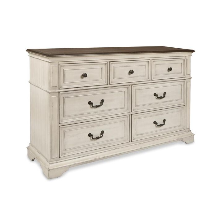 New Classic Furniture Furniture Anastasia 7-Drawer Solid Wood Dresser in Antique White