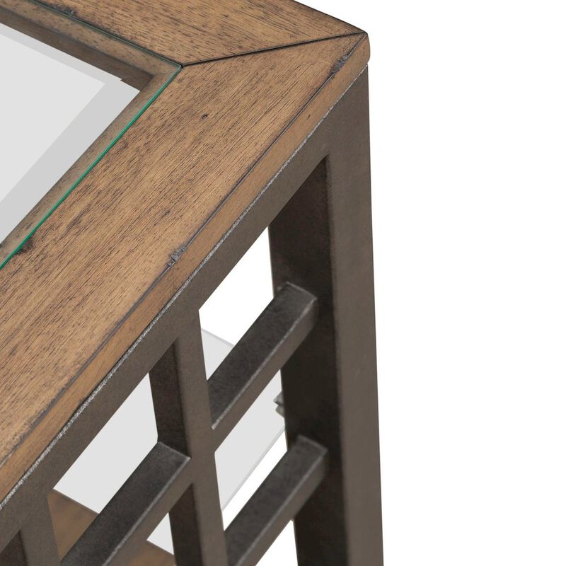 Liberty Furniture Bayhill Trellis End Table for Living Room - Honey w/ Black Metal Accents image number 5