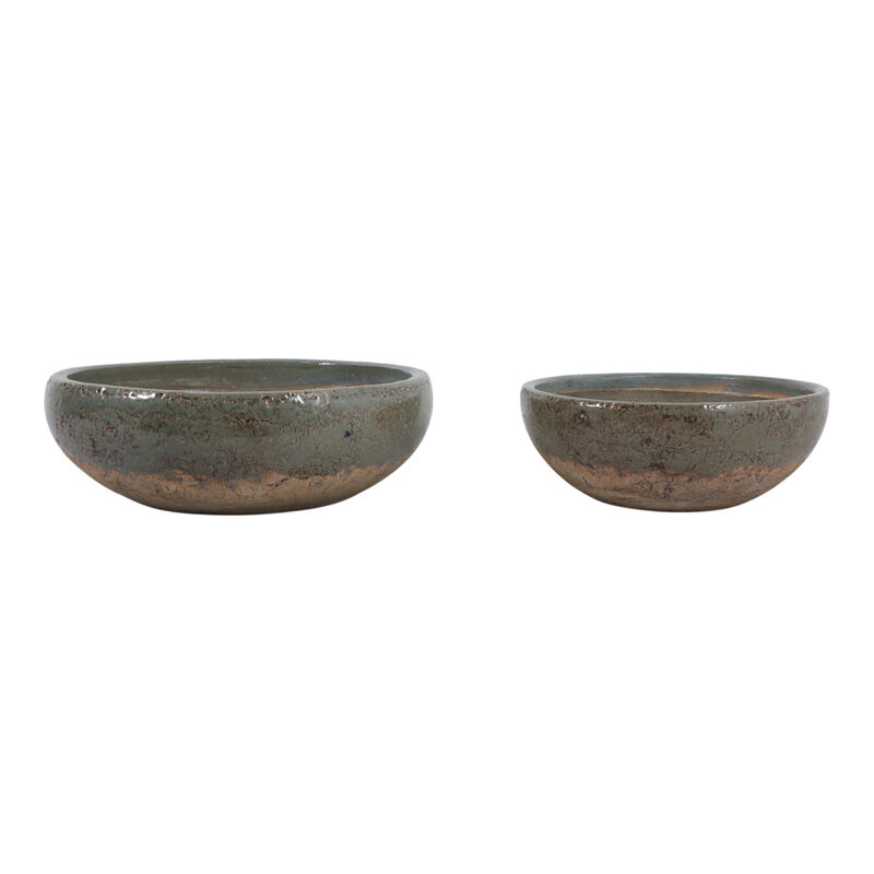 S/2 12/15" Bowls, Green/brown image number 2