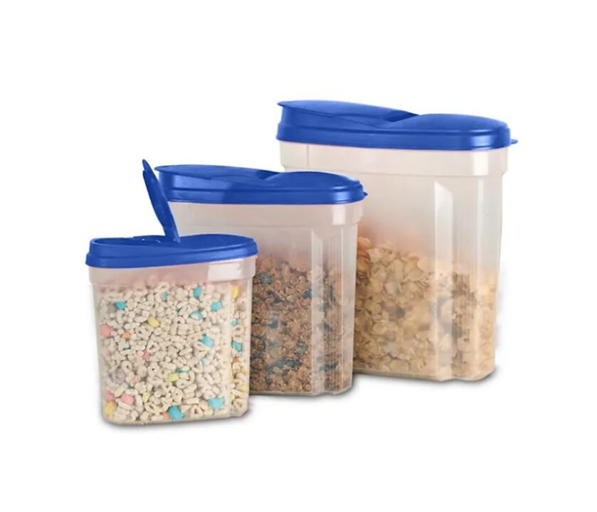 Plastic 3 Piece Cereal Dispenser Set - Dry Food Storage Containers