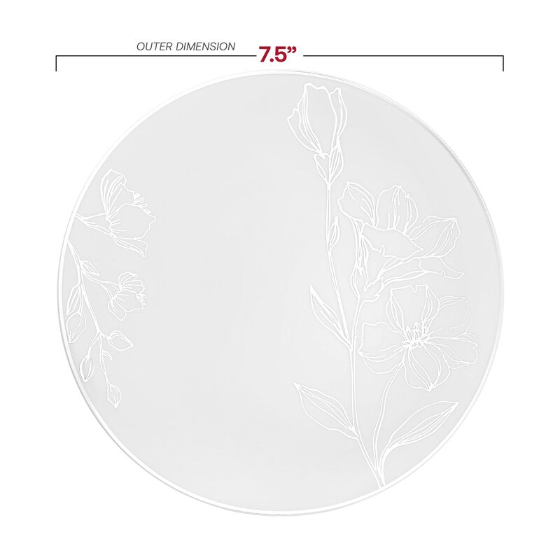White with Silver Antique Floral Round Plastic Dinnerware Value Set (40 Sets) image number 3