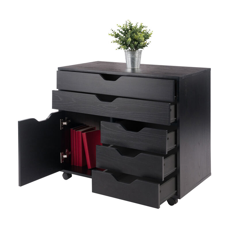 Halifax Wide Storage Cabinet, 3-Small & 2-Wide Drawers, Black image number 8