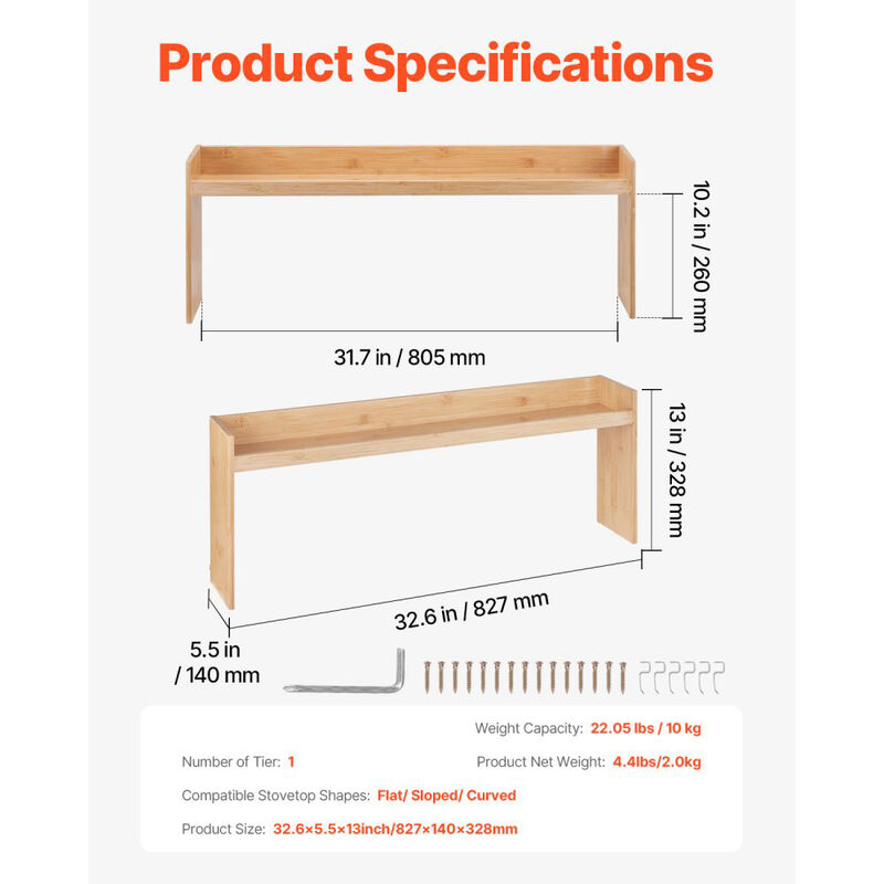 Over Stove Spice Rack Organizer with 6 Hooks Kitchen Counter Storage image number 2