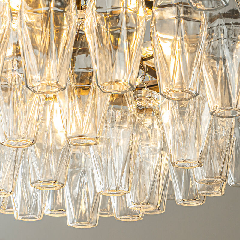 28'' Midcentury Modern Murano Glass Round Chandeliers 6-Light Handblown Glass Pendant Light Fixture Aged Bronze Finish For Dining Room Living Room image number 5