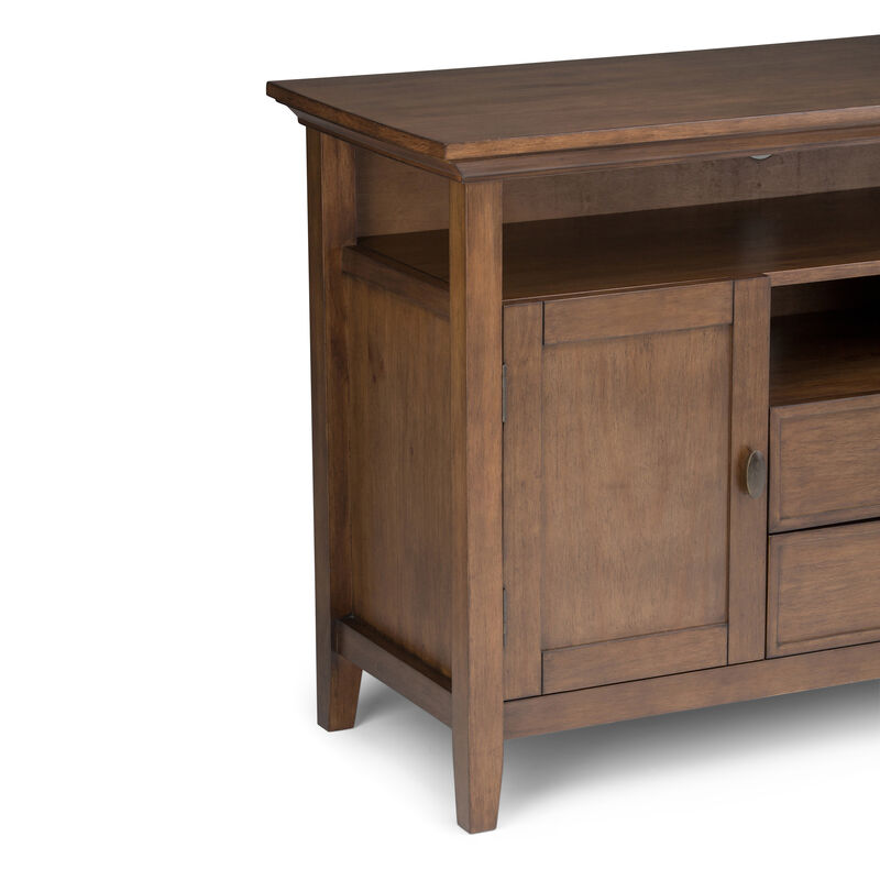 Redmond SOLID WOOD 54 inch Wide Transitional TV Media Stand in Rustic Natural Aged Brown For TVs up to 60 inches