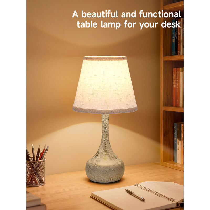 17.3 in. Table Lamp with Gray Linen Shade and Touch Control (Set of 2)