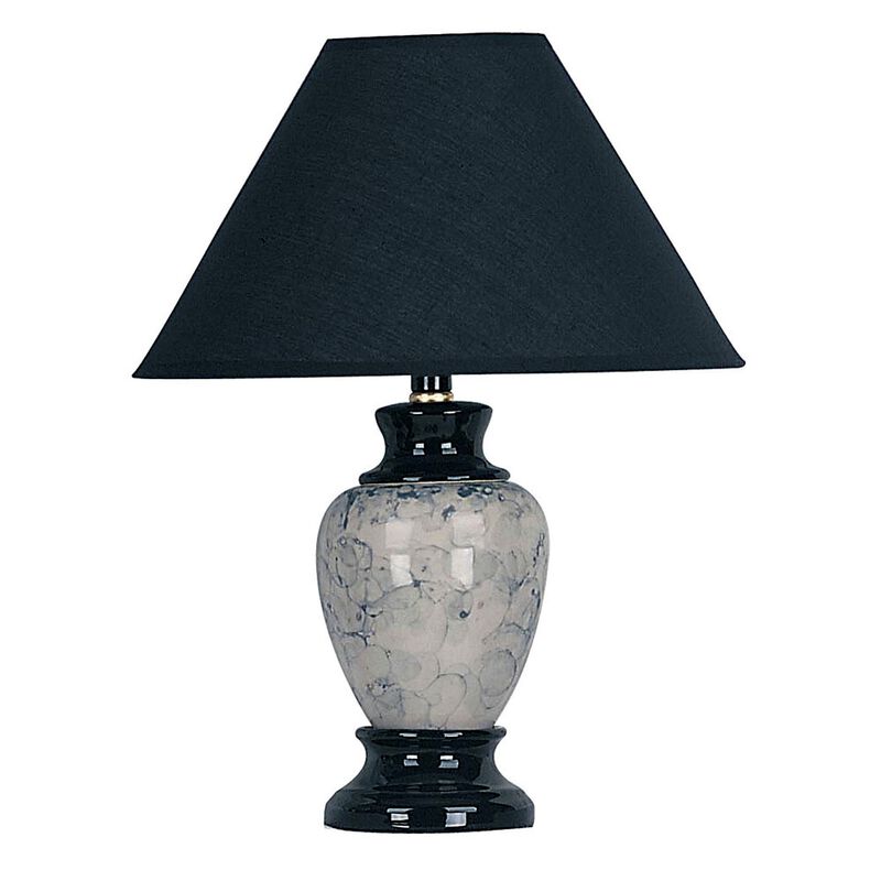 HomeRoots 13" Black Ceramic Bedside Table Lamp With Black Shade image number 0