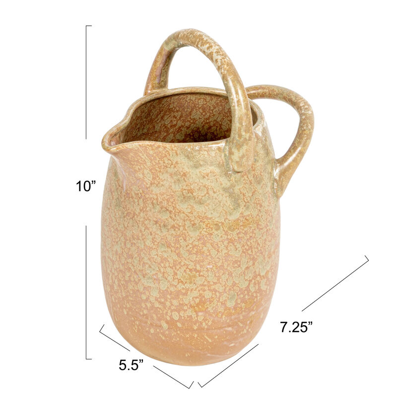 Stoneware Watering Pitcher with Handles, Reactive Glaze image number 1