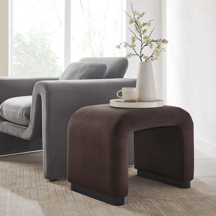 Modway Koda 24" Performance Velvet Upholstered Waterfall Stool or Side Table in Brass Rust, 24 Inches