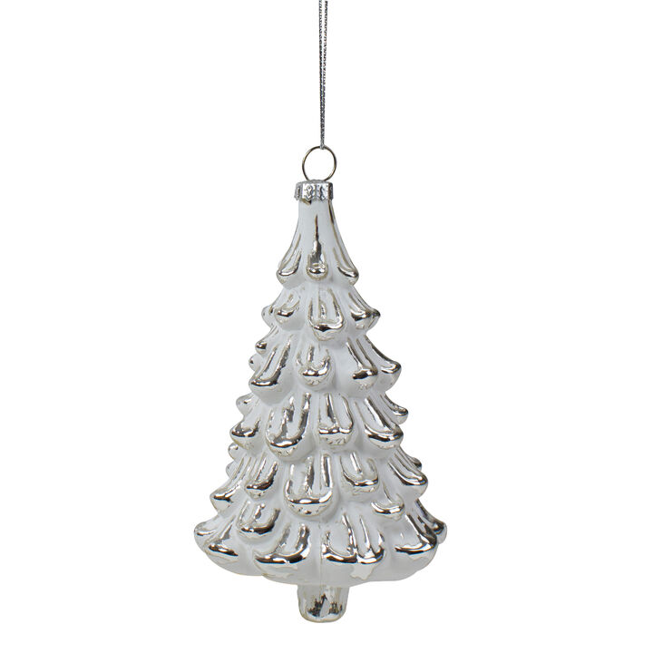 6.75" Silver and White Christmas Tree Ornament