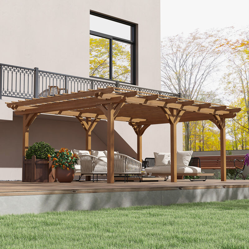 12' x 16' Wooden Pergola Outdoor Gazebo with Stable Structure