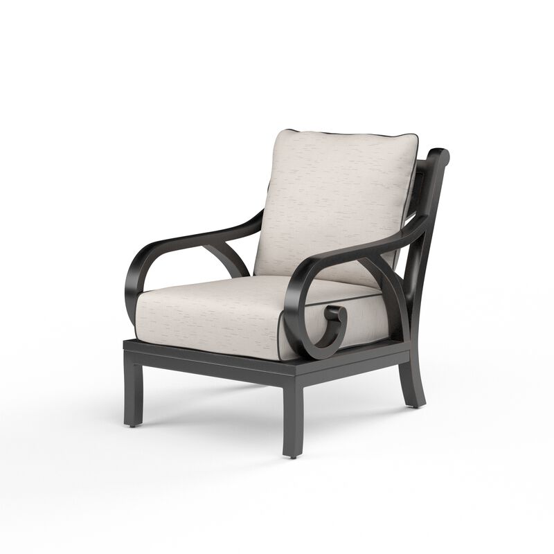 Monterey Club Chair in Frequency Sand w/ Contrast Canvas Java Welt