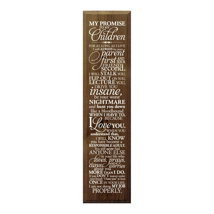Parent Promise Wood Sign Inspirational Family Quote Rustic Home Wall Decor
