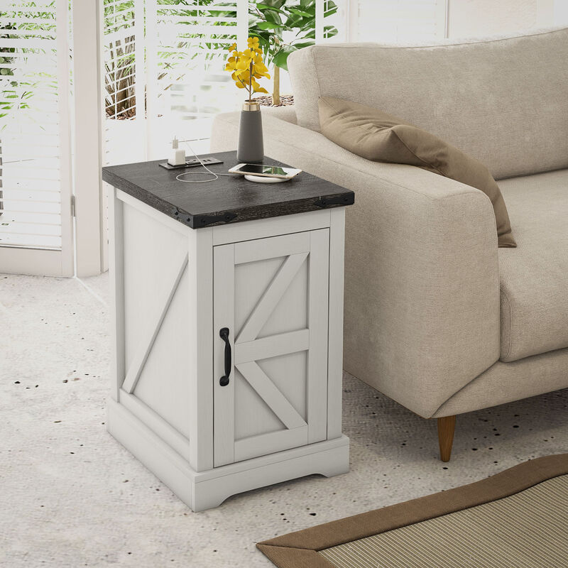 Hivvago Side Table with Built-In Charging Station image number 1