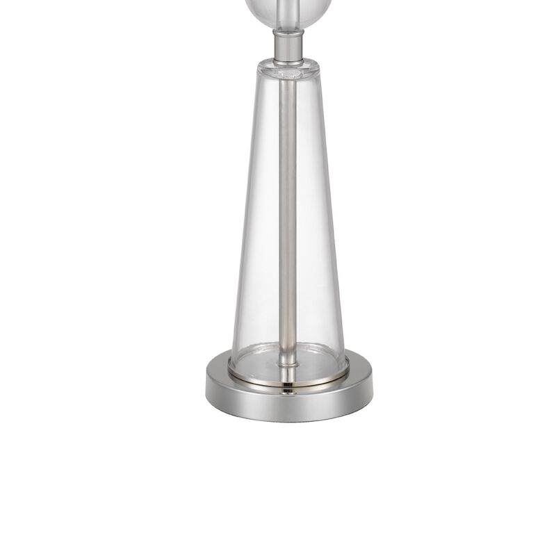 Table Lamp Set of 2, Off White Shade, Taper Glass Base, Brushed Steel image number 6