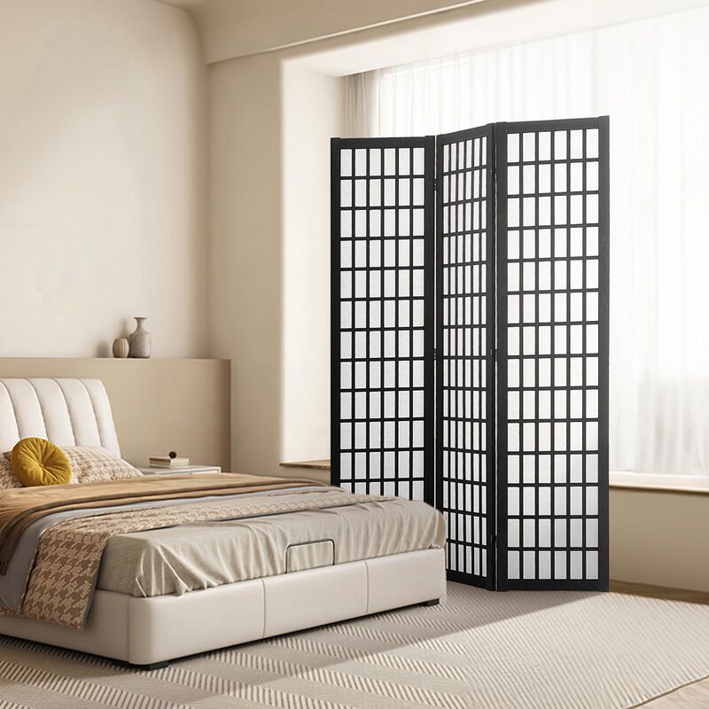3-Panel Room Divider Screen, Freestanding Wooden Folding Privacy Partition image number 1