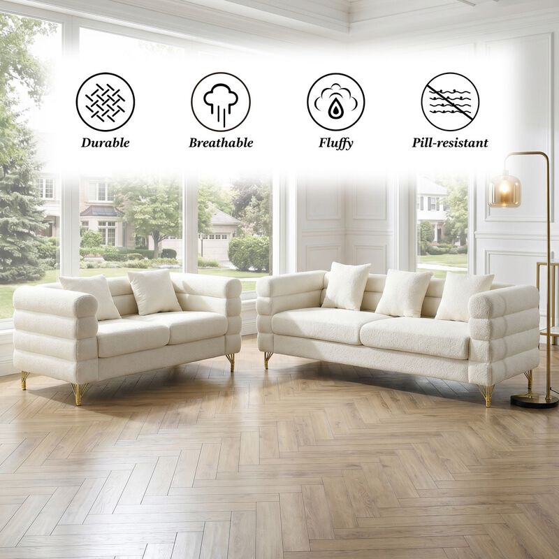 Sibsod modern-design plush cloud-shaped sofa set image number 4