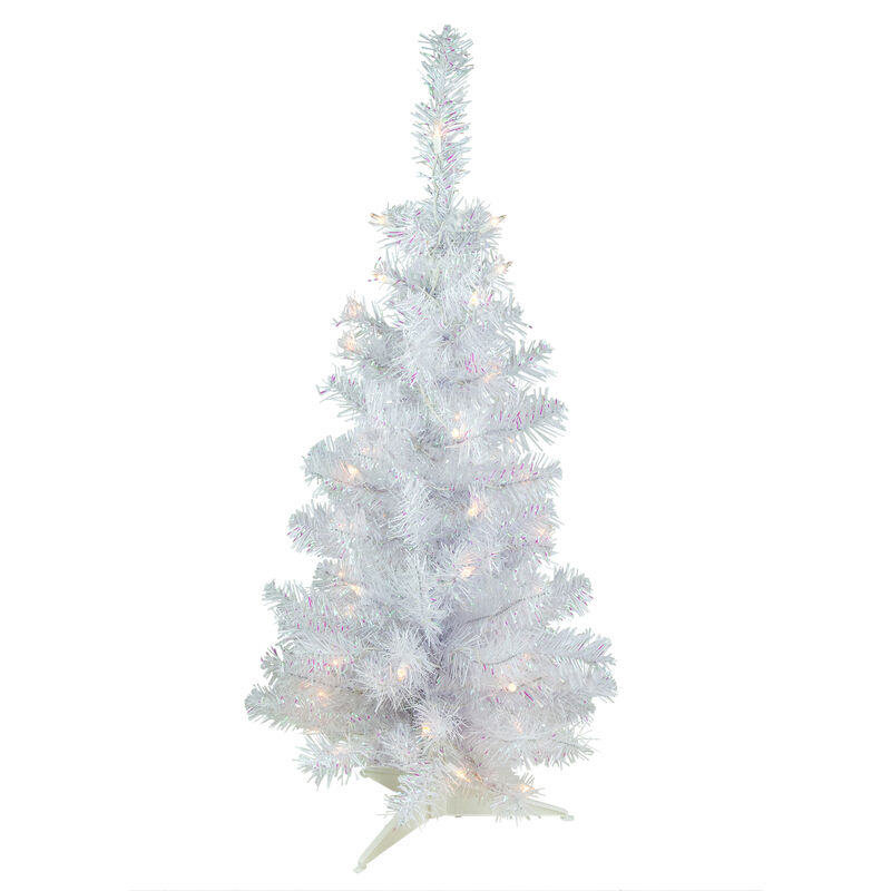 3' Pre-lit Rockport White Pine Artificial Christmas Tree  Clear Lights