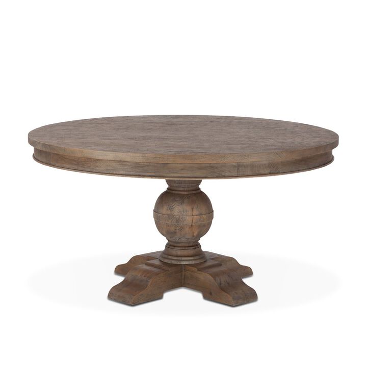 World Interiors Chatham Downs 54" Round Dining Table in Weathered Teak Finish