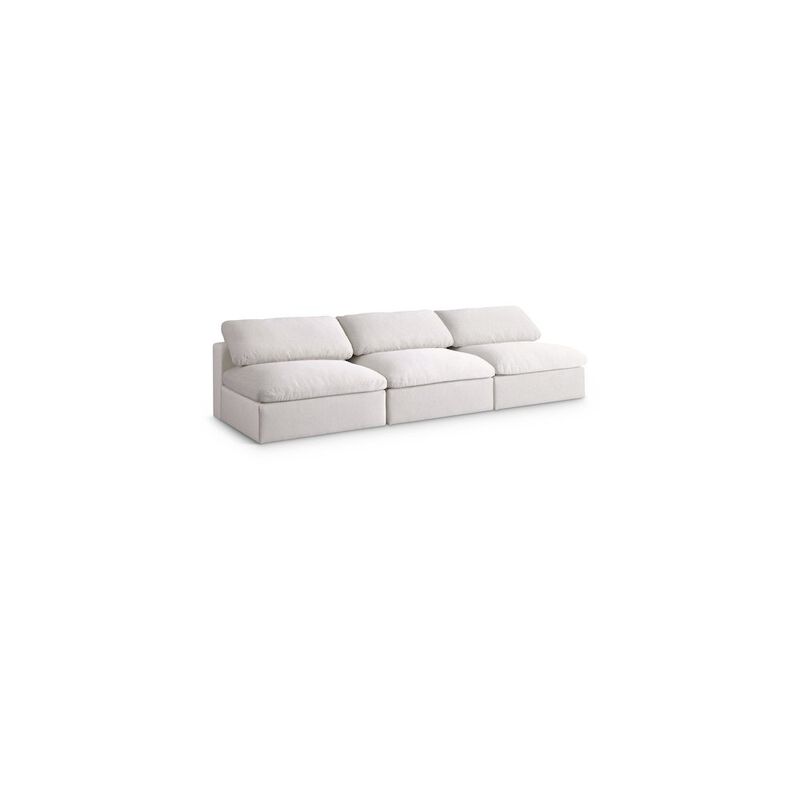 Meridian Furniture Serene Cream Linen Textured Fabric Deluxe Comfort Modular Armless Sofa