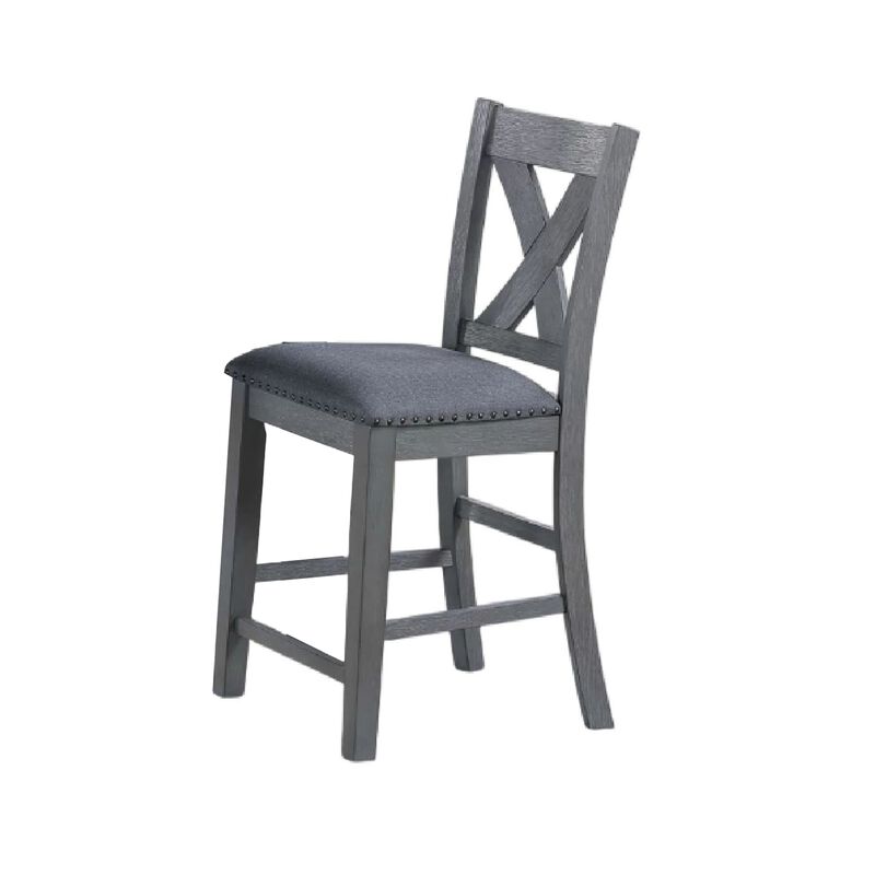 Carla 7pc Counter-Height Dining Table and 6 Chairs Set, Gray Wood image number 4