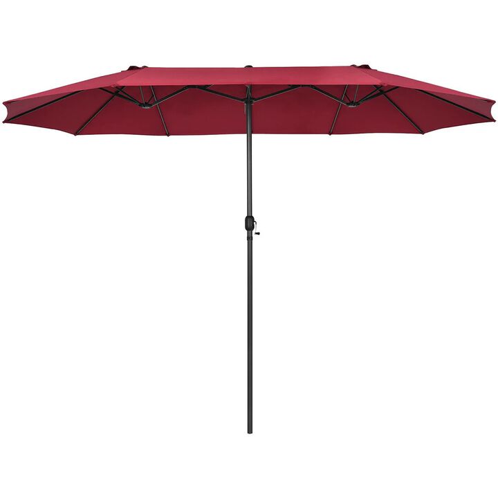 Mondawe 15 Feet Patio Double-Sided Umbrella with Hand-Crank System