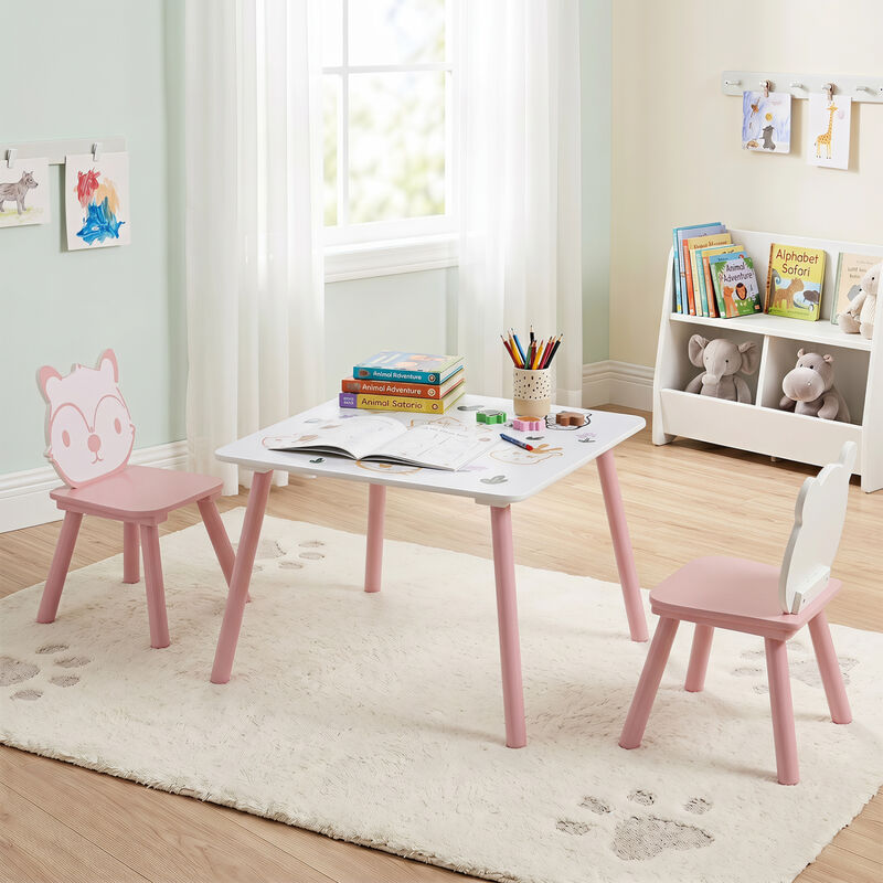 Kids Table and Chair Set 3PCS Animal Pattern Furniture Set image number 3