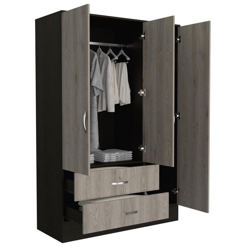 Gangi 120 Mirroed Armoire - Black+Light Grey