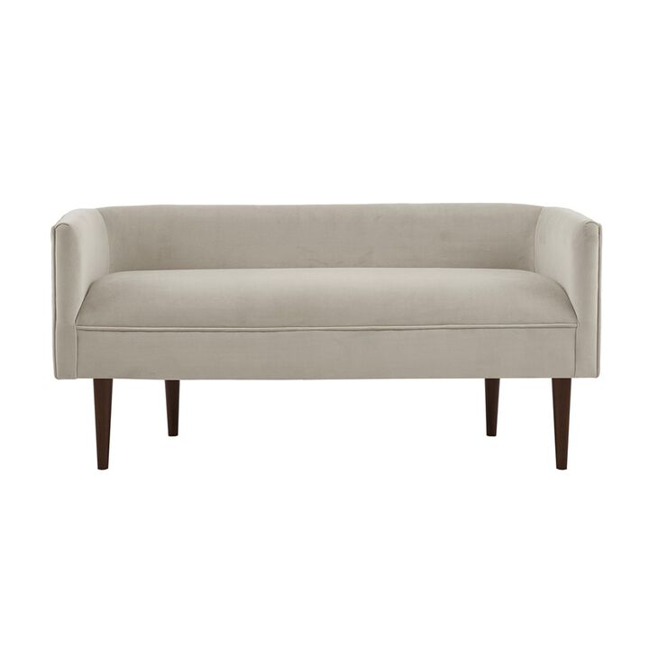 Gracie Mills Elfed Cream Velvet Accent Bench with Low Back