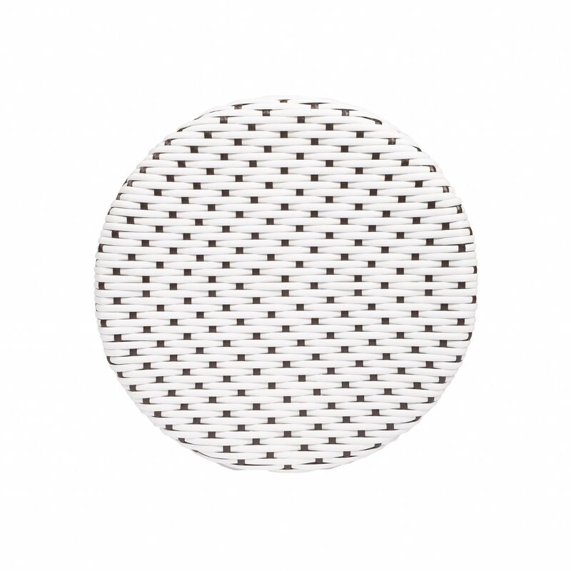 Hivvago 24 Inch White and Dark Brown Rattan Backless Counter Height Bar Chair