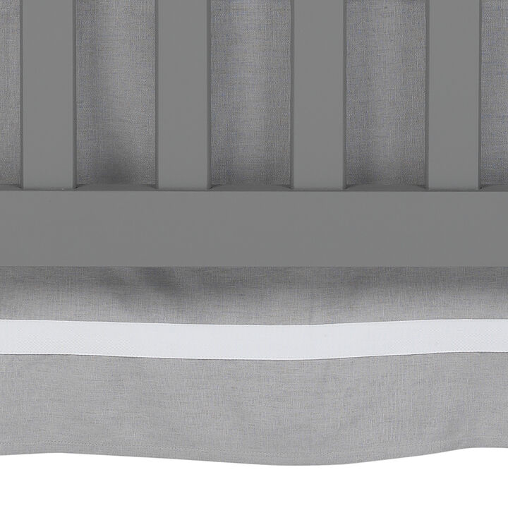 Lambs & Ivy Signature Gray Linen with White Trim 4-Sided Crib Skirt