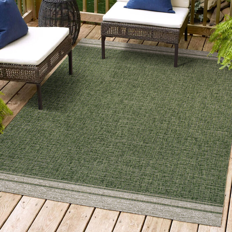 Alda Modern Minimalist Mingled Solid Indoor/Outdoor Area Rug