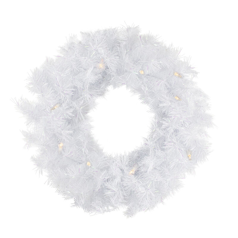 Pre-Lit White Alaskan Pine Artificial Christmas Wreath  48-Inch  Warm White LED  Lights image number 0