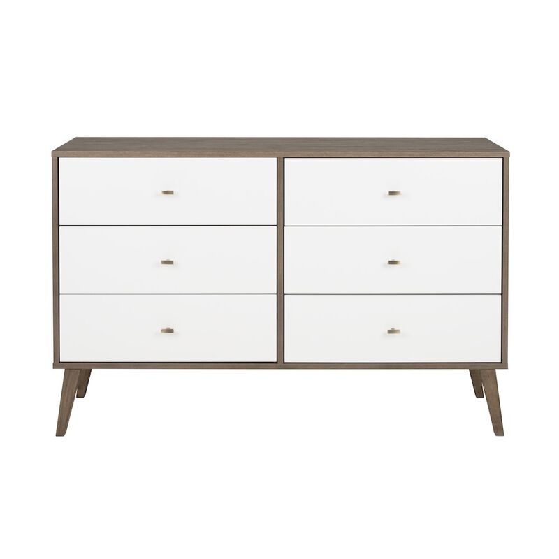 Prepac Milo 6-drawer Dresser, Drifted Gray and White