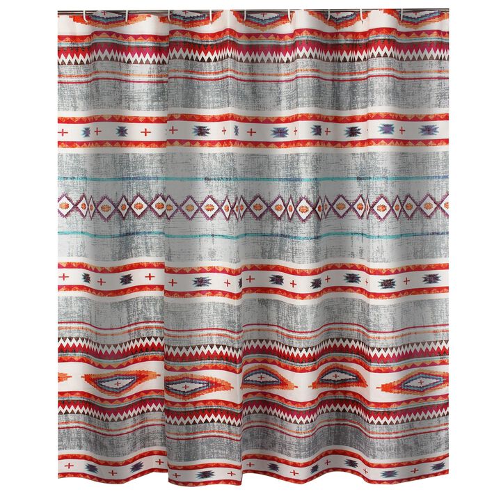 Pimi 72 x 72 Inch Shower Curtains, Soft Microfiber Southwest Boho Style - Benzara