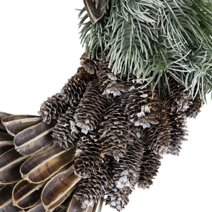 Brown and Green Pine Needle and Pine Cone Artificial Christmas Wreath  13.5-Inch  Unlit