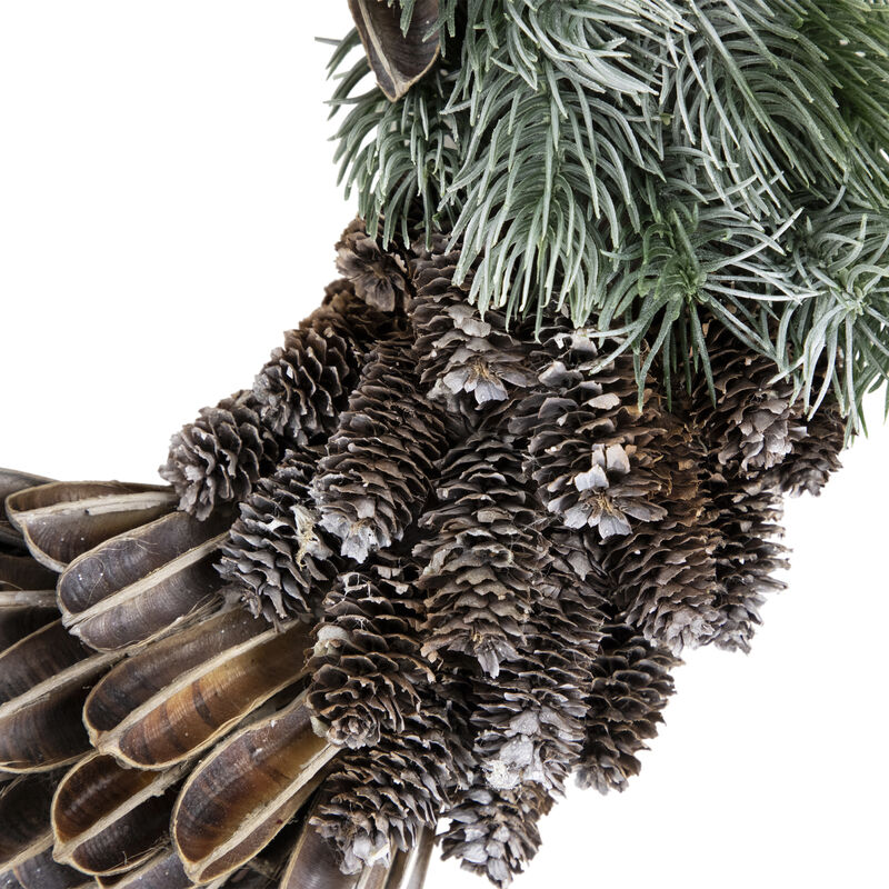 Brown and Green Pine Needle and Pine Cone Artificial Christmas Wreath  13.5-Inch  Unlit image number 3
