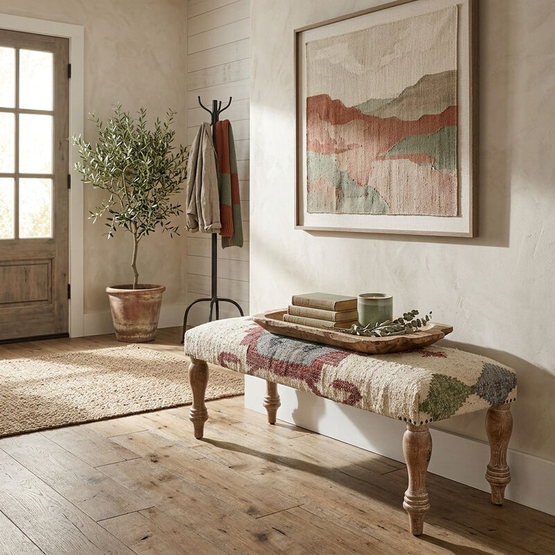 Athena Southwestern Kilim Accent Bench image number 6