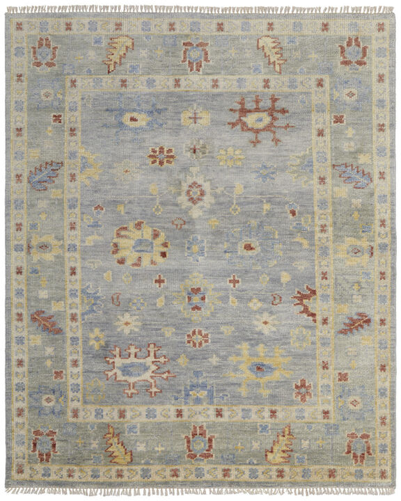 HomeRoots Wool Floral Hand Knotted Area Rug With Fringe