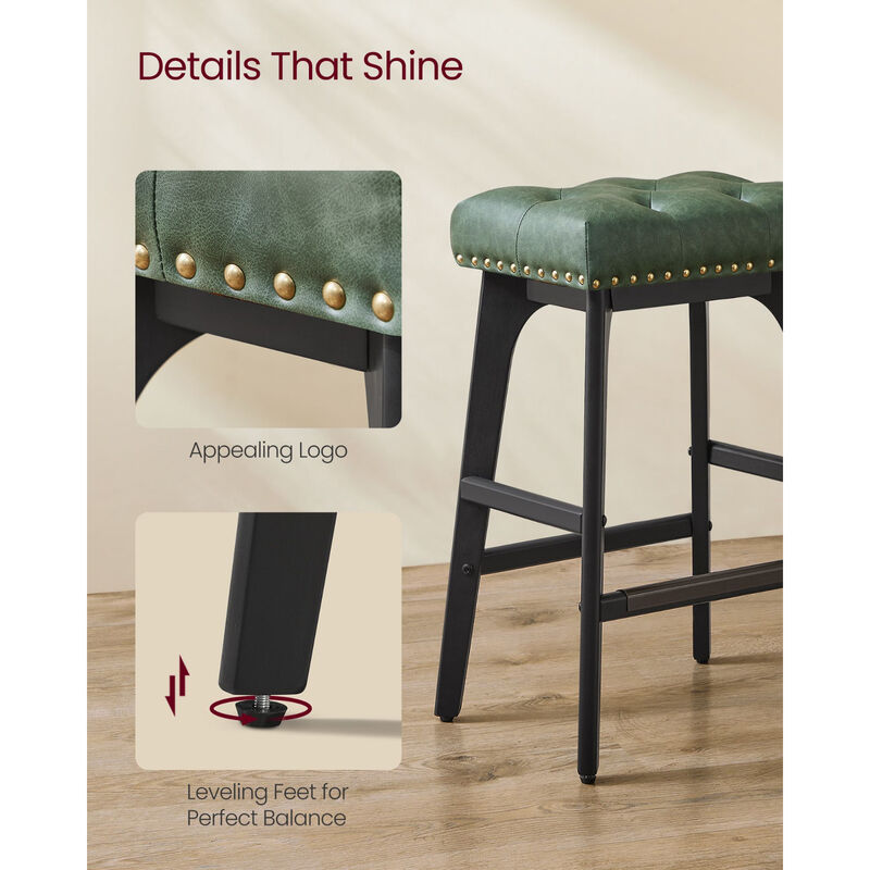 Set of 2 Upholstered Counter Height Bar Stools for Casual Dining Spaces
