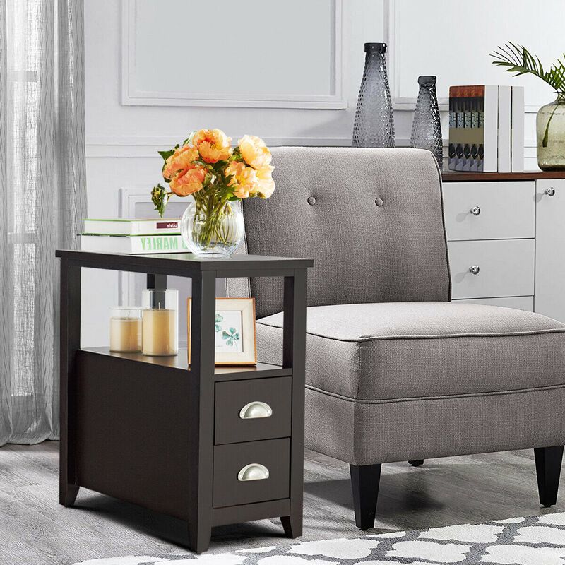 Set of 2 Wooden Bed-side Nightstand with 2 Drawers image number 7