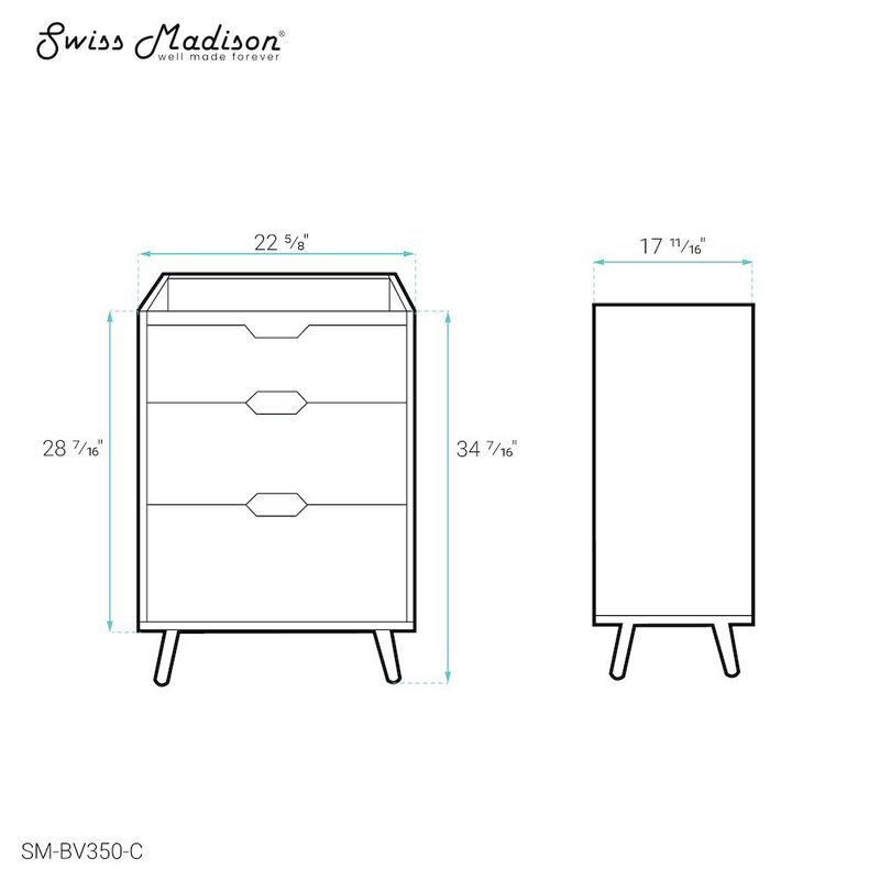 Brusque 24 Bathroom Vanity in White Oak -Cabinet Only (SM-BV350) image number 4