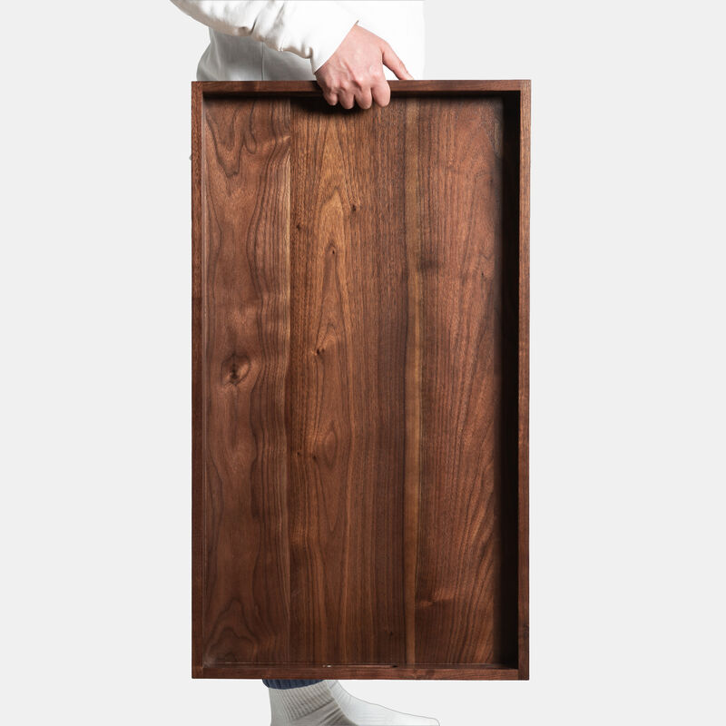 KINWELL Rectangle Black Walnut Wood Serving Tray Ottoman Tray image number 3