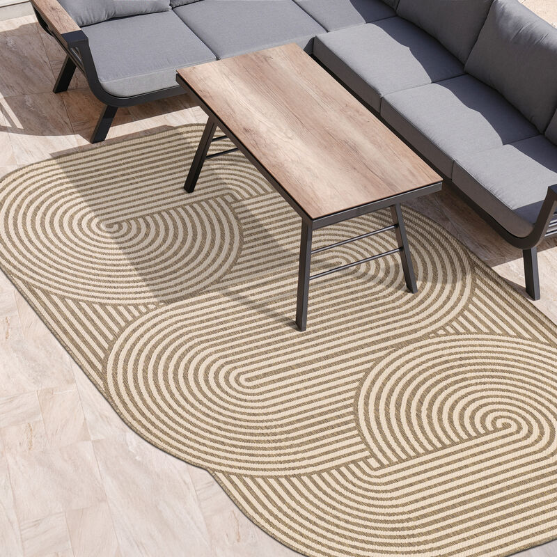Margot Modern Geometric Arch Stripe Indoor/Outdoor Shaped Area Rug
