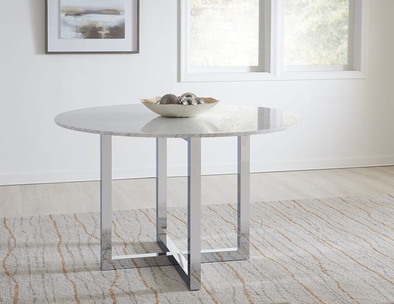 Amalfi 54 inch Round Carrara Marble Top Counter Table