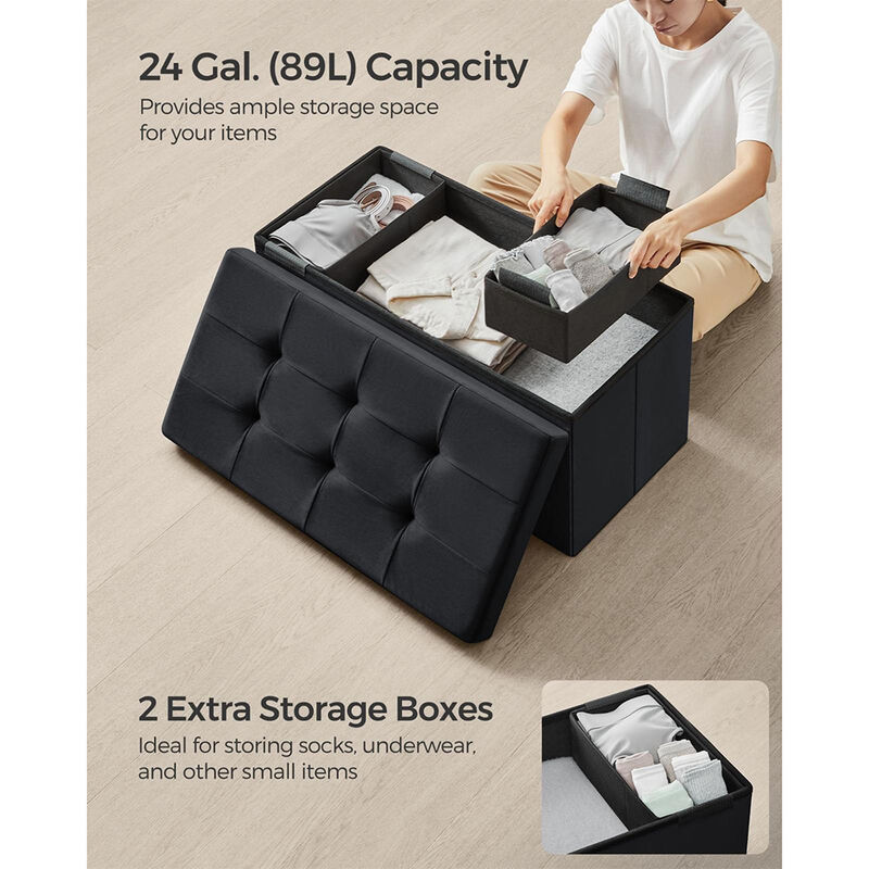 Foldable Storage Ottoman Bench for Space-Saving and Versatile Storage Solutions