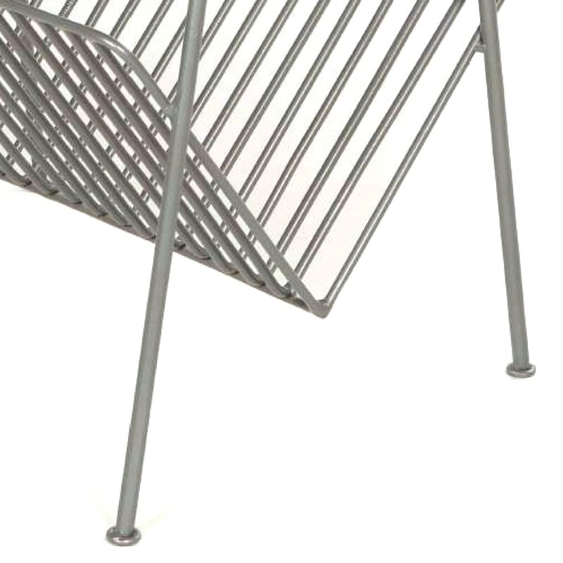 25 Inch Rectangular Metal Frame Side Table, Magazine Rack, Mango Wood Tray Top, Brown, Pewter Gray-Benzara