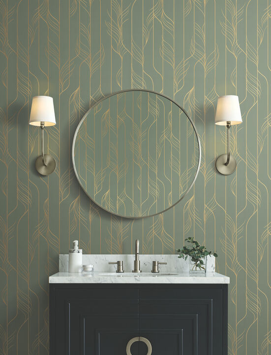 Elemental Thread Green & Gold Wallpaper